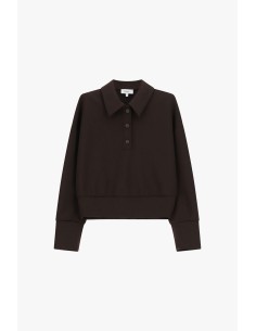 Camisola cropped com gola de camisa e botões Please 2