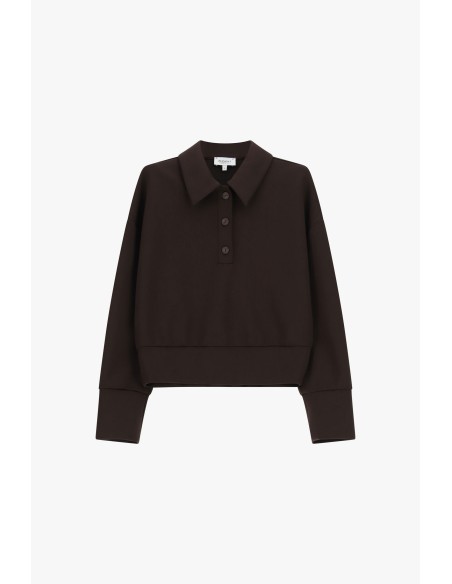 Camisola curta com gola de camisa e botões Please