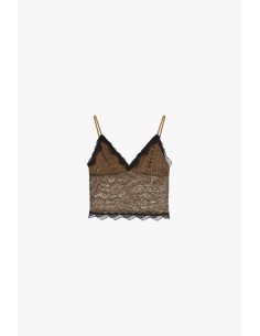 Top curto de renda estampada com alças finas Please 2