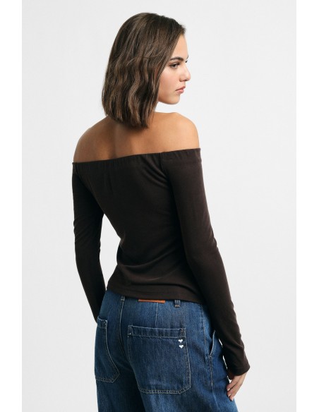 Camisola de ombros descobertos com mangas compridas Please