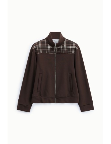 Sweatshirt com fecho e inserção aos quadrados nos ombros, por favor
