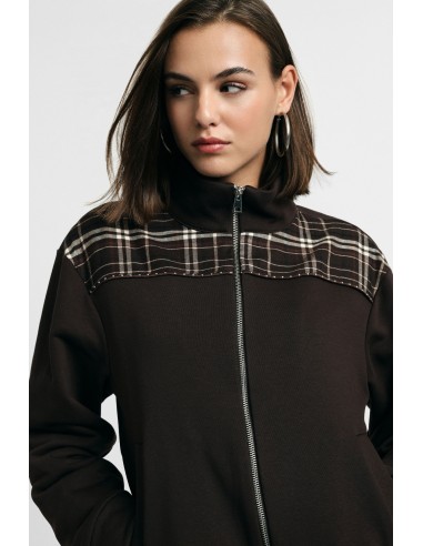 Sweatshirt com fecho de correr e inserção aos quadrados nos ombros Por favor