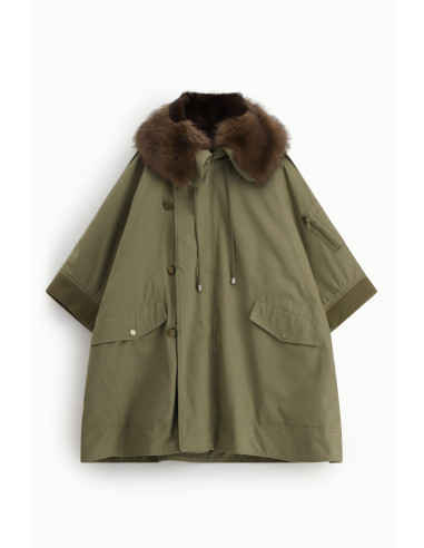 Casaco oversized com fechos de fivela e gola de pelo Dixie