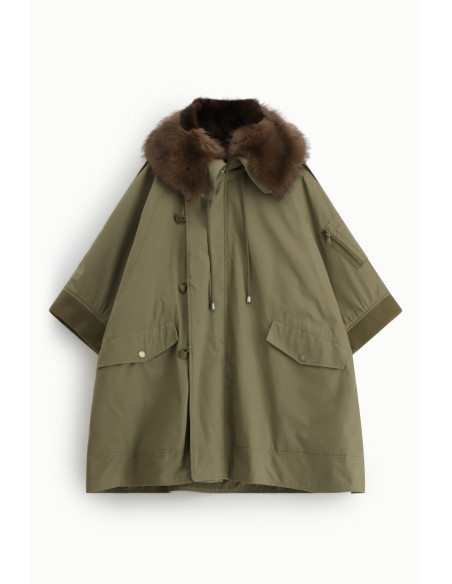Casaco oversized com fechos de fivela e gola de pelo Dixie