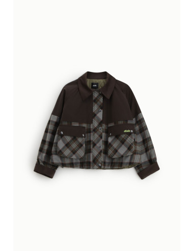 Camisa-Jaqueta aos Quadrados com Bolsos Frontais Maxi Dixie