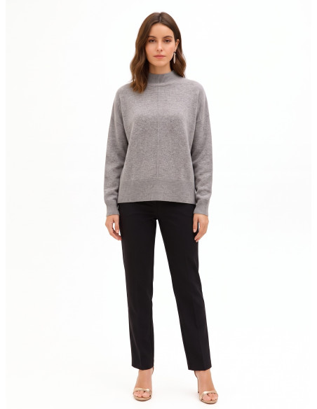 Camisola oversized de gola alta em lã com costura central Rinascimento