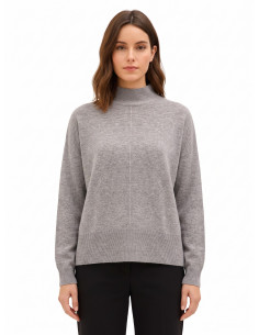 Camisola oversized de gola alta em lã com costura central Rinascimento