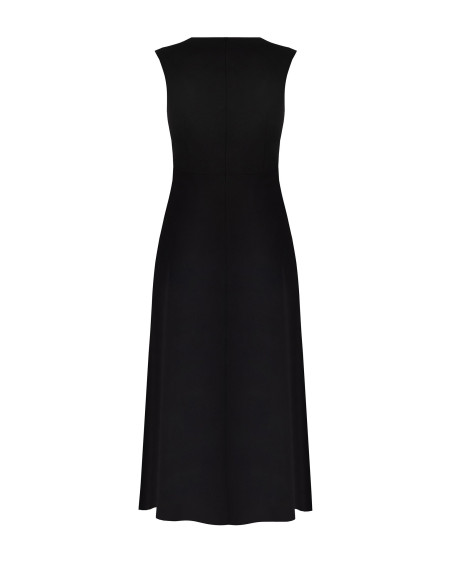 Vestido comprido Curvy em crepe scuba bicolor com painel plissado em contraste Rinascimento Curvy