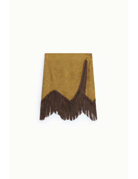 Saia curta estampada com franjas decorativas Dixie