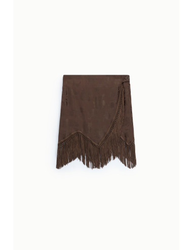 Saia curta estampada com franjas decorativas Dixie