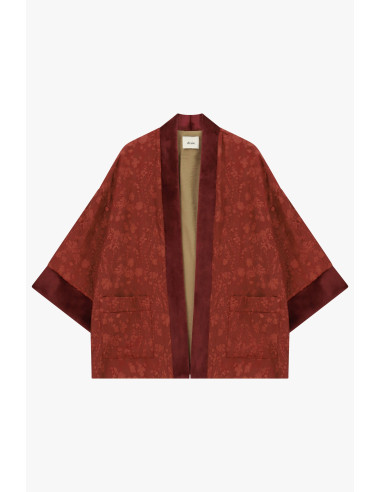 Casaco Duster Largo em Jacquard com vivos em contraste Dixie
