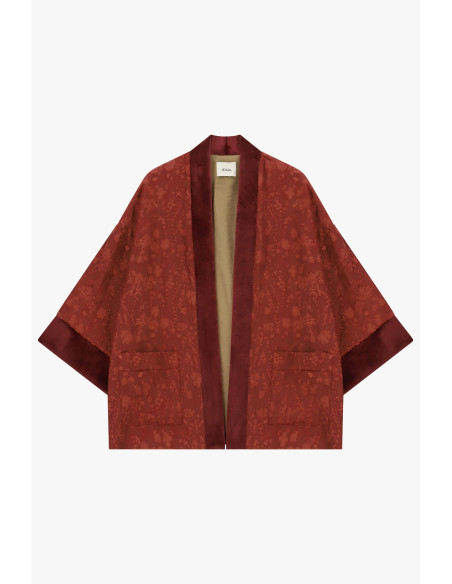 Casaco Duster Largo em Jacquard com vivos em contraste Dixie