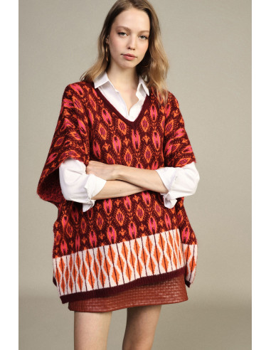 Camisola Jacquard sem Mangas com Padrão Geométrico Dixie