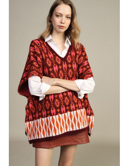 Camisola Jacquard sem Mangas com Padrão Geométrico Dixie