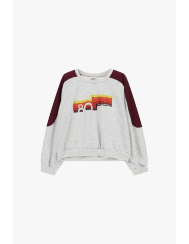 Sweatshirt de gola redonda com mangas contrastantes e estampado frontal Dixie