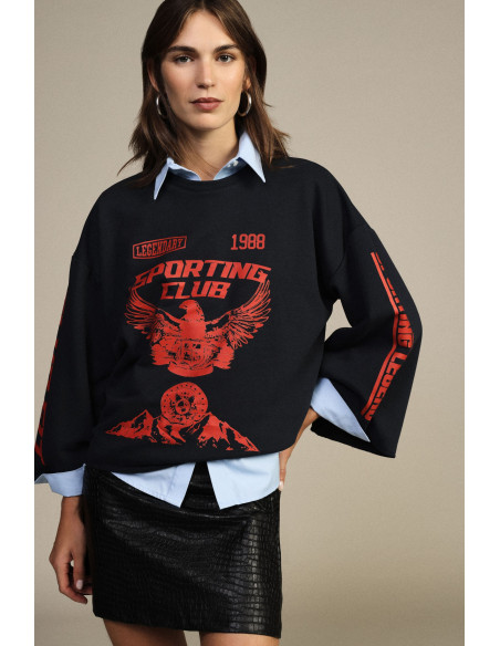 Sweatshirt larga com estampado frontal e mangas largas Dixie