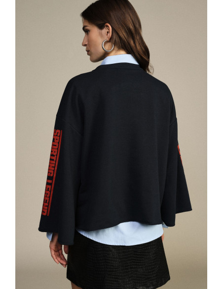 Sweatshirt ampla Dixie com estampado frontal e mangas largas