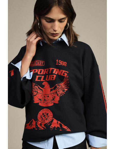 Sweatshirt larga Dixie com estampa frontal e mangas largas