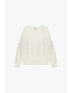 Sweatshirt de gola redonda com franjas decorativas A V Dixie