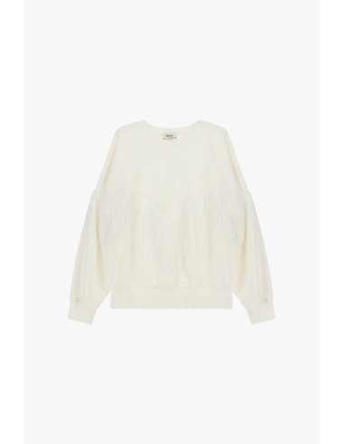 Sweatshirt de gola redonda com franjas decorativas A V Dixie