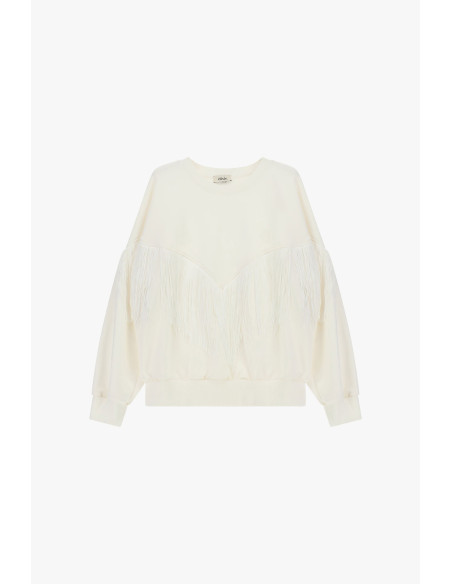 Sweatshirt de gola redonda com franjas decorativas A V Dixie