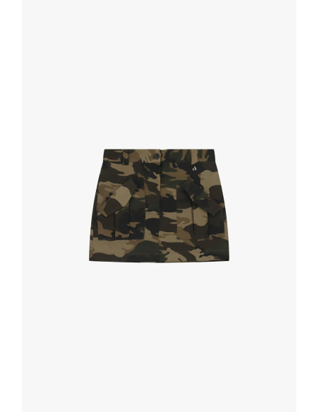 Saia curta com padrão camuflado e bolsos aplicados Dixie