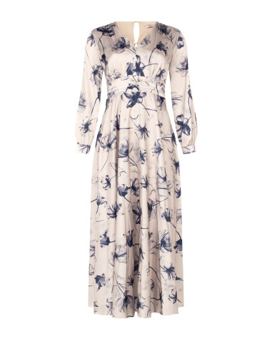 Vestido comprido Curvy em cetim com faixa plissada na cintura Rinascimento Curvy