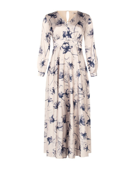 Vestido comprido Curvy em cetim com faixa plissada na cintura Rinascimento Curvy