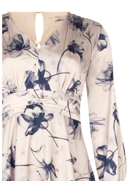 Vestido Comprido Curvy em Cetim com Faixa Plissada na Cintura Rinascimento Curvy