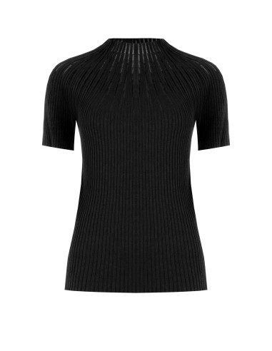 Camisola justa canelada com riscas de tule Rinascimento
