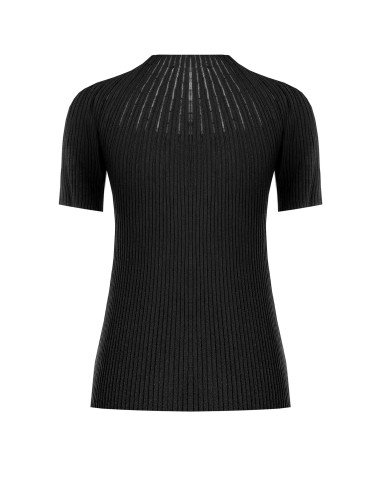 Camisola justa de canelado com riscas em tule Rinascimento