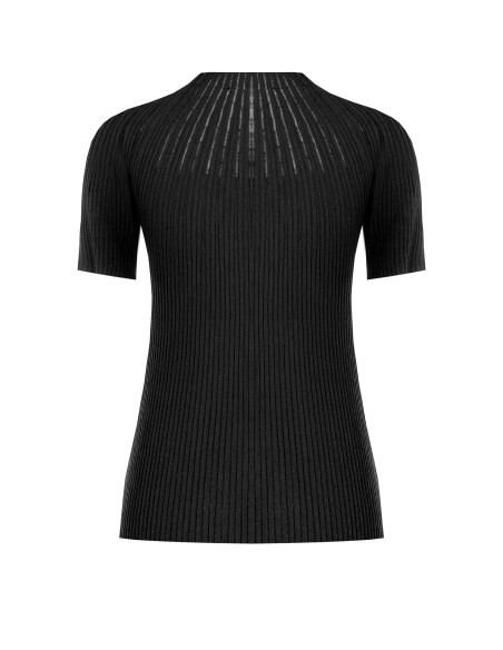 Camisola justa de canelado com riscas em tule Rinascimento