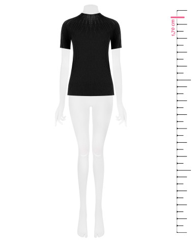 Camisola justa canelada com riscas em tule Rinascimento