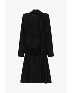 Vestido midi plissado com drapeado e cinto atado Dixie 2