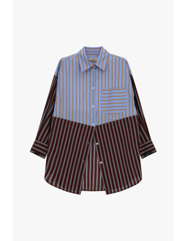Camisa oversized às riscas com bolso aplicado Dixie