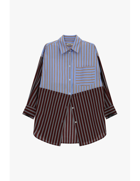 Camisa oversized às riscas com bolso aplicado Dixie