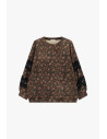 Sweatshirt de gola redonda com padrão floral e inserções de renda Dixie
