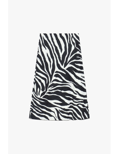 Saia midi evasé com estampado gráfico de zebra Dixie