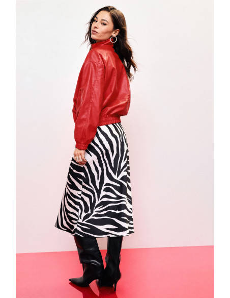 Saia midi evasé com estampado gráfico de zebra Dixie
