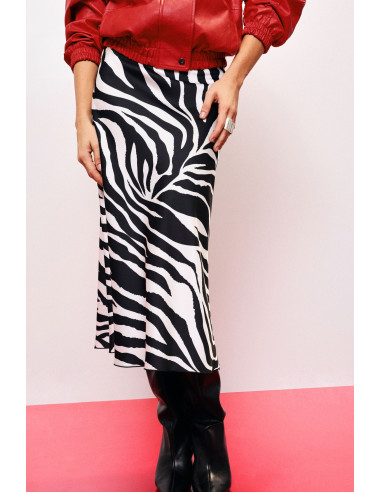 Saia midi evasé com estampado gráfico de zebra Dixie