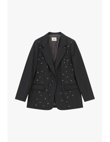 Blazer às riscas com aplicações de joalharia e bolsos Dixie