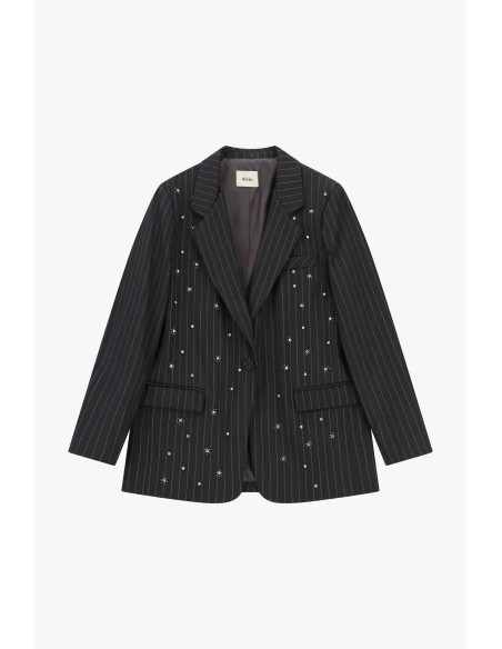 Blazer às riscas com aplicações de joalharia e bolsos Dixie