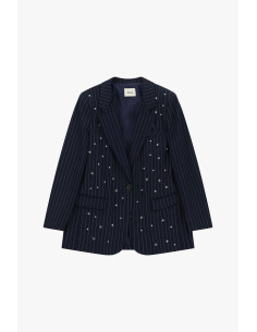 Blazer às riscas com aplicações de joalharia e bolsos Dixie