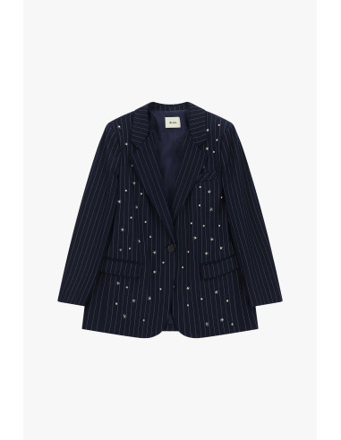 Blazer às riscas com aplicações de joalharia e bolsos Dixie