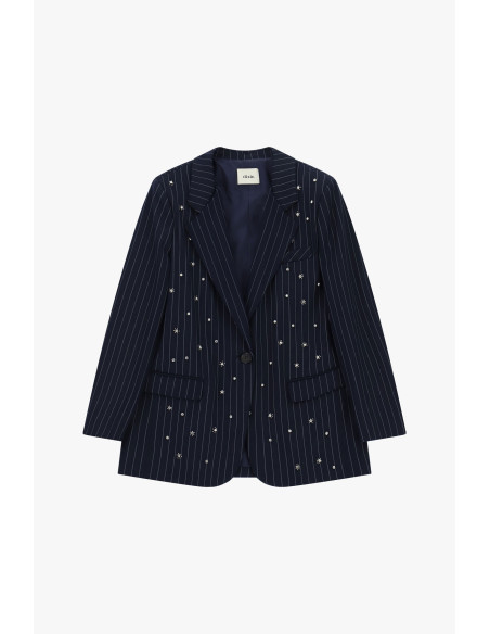 Blazer às riscas com aplicações de joalharia e bolsos Dixie