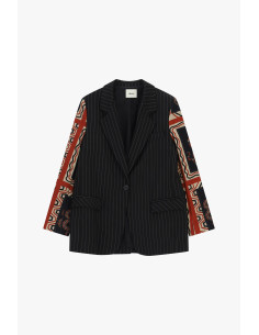 Blazer às riscas com mangas estampadas e bolsos Dixie