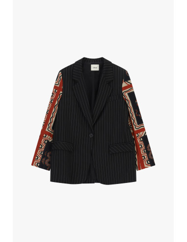 Blazer às riscas com mangas estampadas e bolsos Dixie