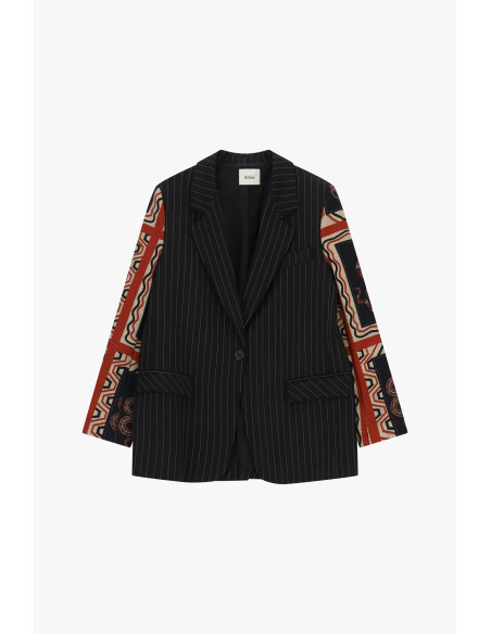 Blazer às riscas com mangas estampadas e bolsos Dixie
