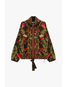 Casaco de malha com fecho e motivo floral em jacquard Dixie 2