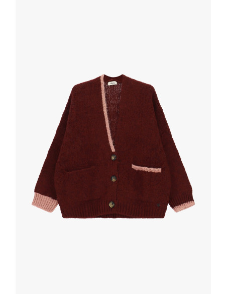 Cardigan oversize com acabamentos contrastantes e bolsos Dixie